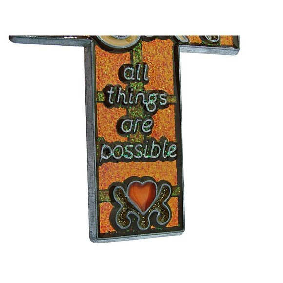 Religious Suncatcher With God All Things Are Possible Acrylic And Metal Painted - Picture 3 of 9